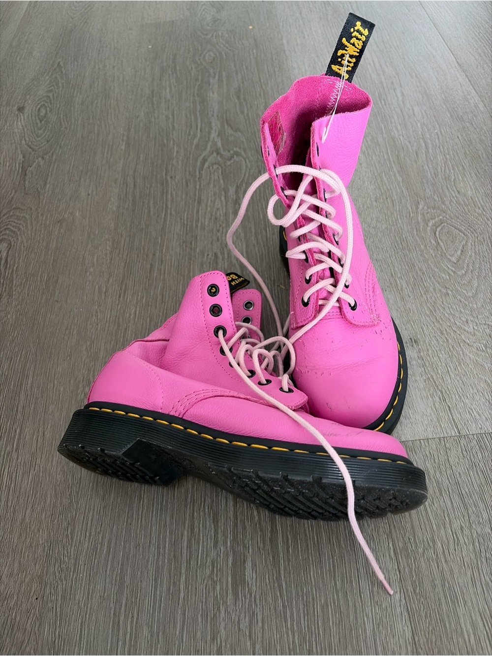 Dr. Martens Bright Pink 8-Eye Leather Lace-Up Boots